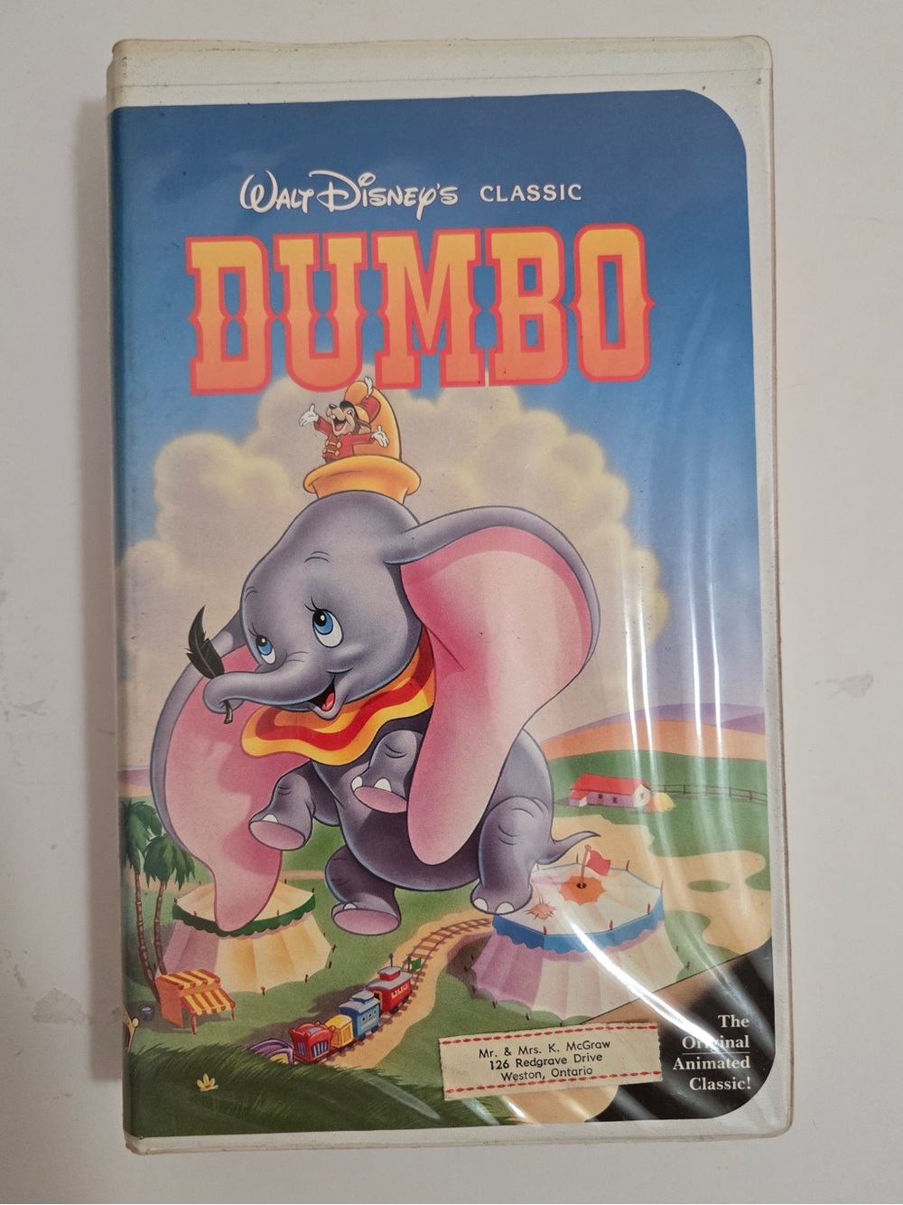 Disney Dumbo VHS Tape Walt Disney Classic White Clamshell Vintage